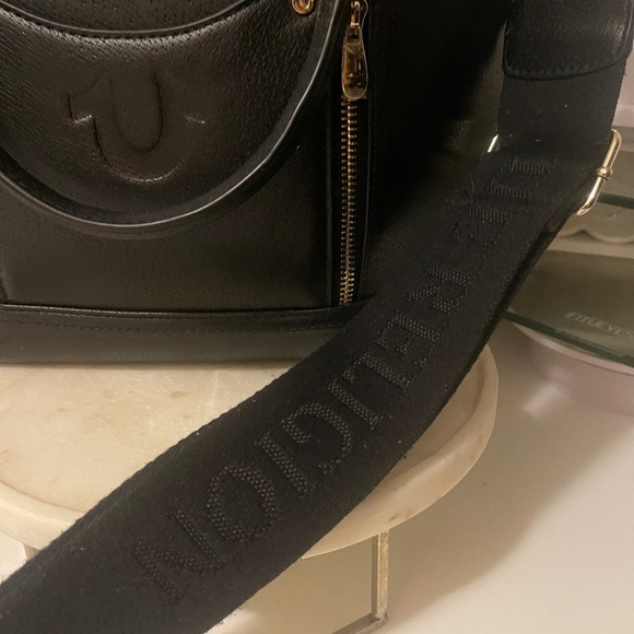 True Religion Black Leather Bag with Gold Accents - Picture 13 of 16